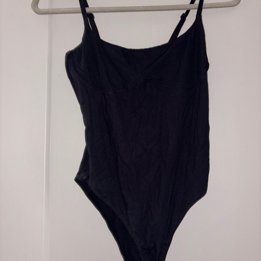Black Free People Ribbed Bodysuit